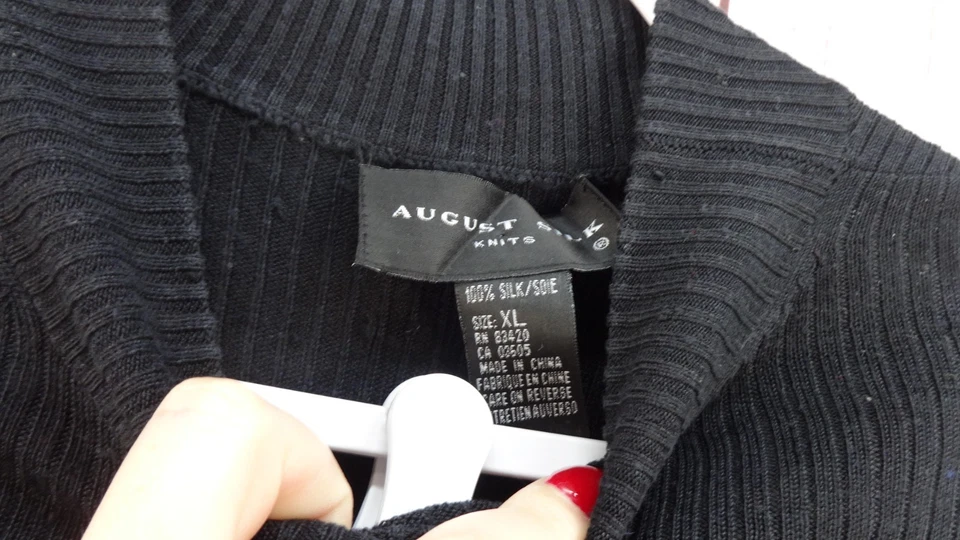 Август шелк вязаный Топ женщин XL черный насмешливый шеи короткий рукав 100% шелк классический - Изображение 3 из 4