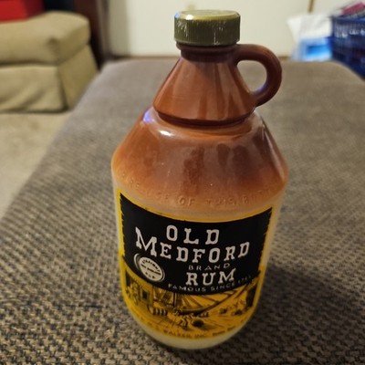 Old Medford Rum Brown Prohibition Bottle Paper Pictorial Label 8x4'' Read Descrip