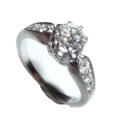Ring 585 Weißgold 0.75ct. Diamanten Gr: 54,5 / 17,35 mm änderbar 3,7 g - Bild 1 von 4