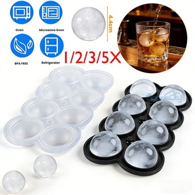 8-Cube Silicone Big Ice Cubed Maker Large Cube Tray Whiskey Ball Easy to Demold