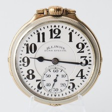 1930 Illinois Bunn Special 163 Type I Sixty Hour Pocket Watch White Gold Filled