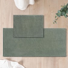 FRESHMINT Chenille Bath Rugs Set 2pc 17x24 20x47 Non-Slip Water Absorbent