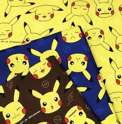 Pokemon Pikachu Print Fabric Cotton Nintendo Authentic Japan by the HALF YARD