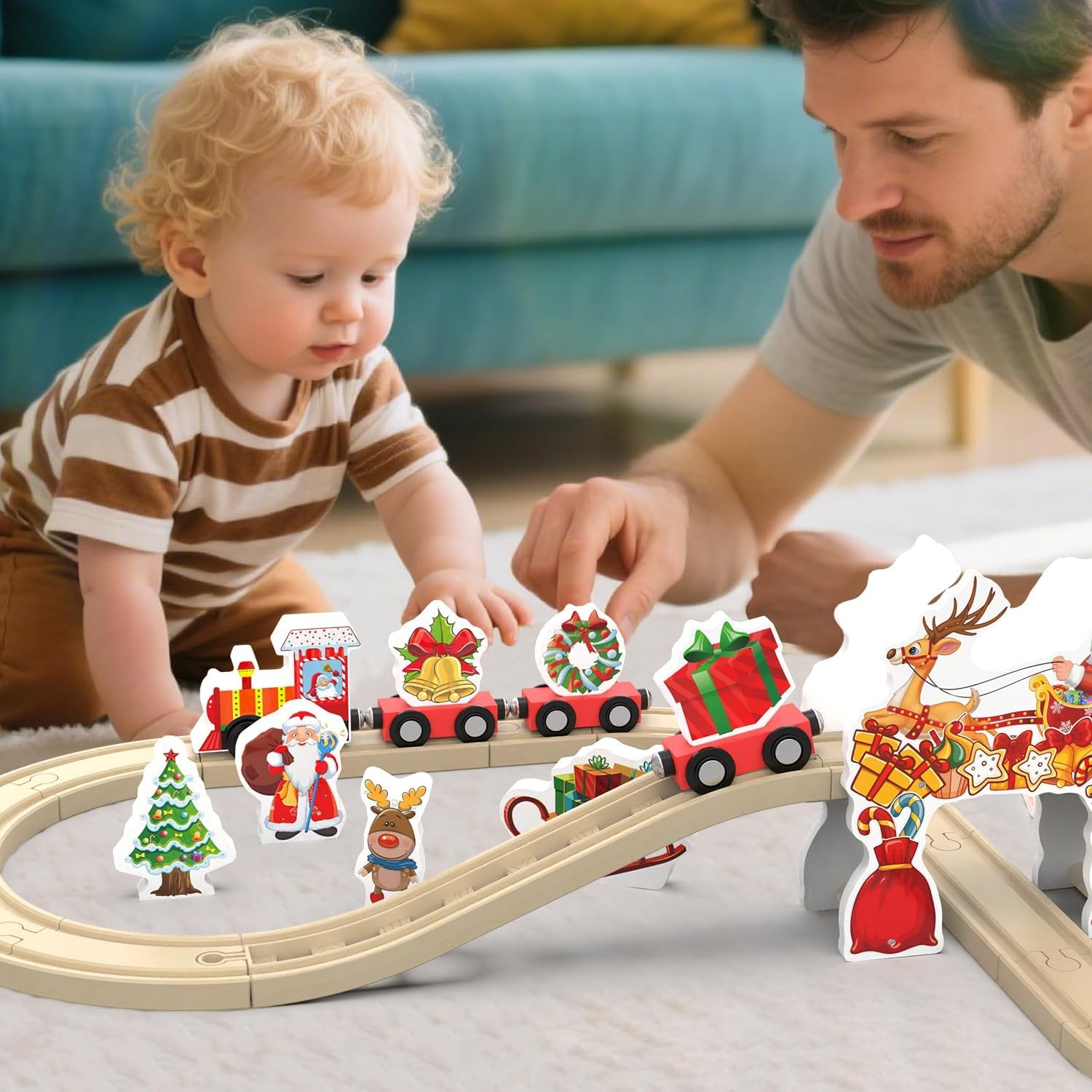 Wooden Train Set, Track for Toddlers 3-5, Tracks Kids Girls... 