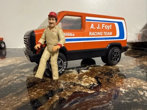 Vintage 1979 Pressed Steel Tonka A.J. Foyt Racing Van W/ A.J. Foyt Action Figure