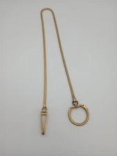 Vintage Gold Tone Clip FOB Pocket Watch Snake Chain