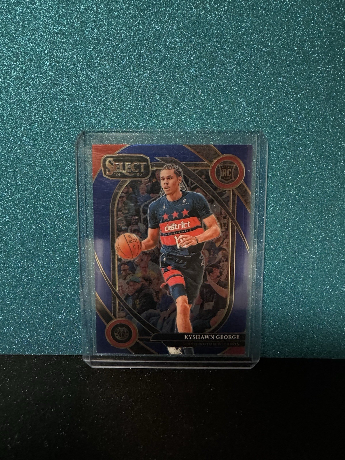 2024-25 Panini Select  Kyshawn George Blue Prizm Courtside RC no. 285