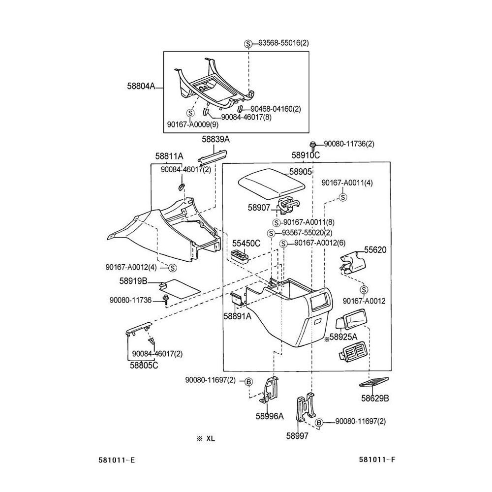 Center Console Lid For Toyota 20002004 Avalon XLS 20002004 Avalon XL