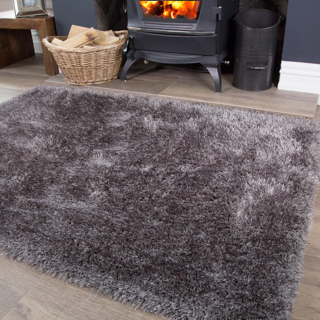 Fluffy Shaggy Rugs Silver Grey Shaggy Rugs Soft Thick Non Shed Living Room Rug eBay