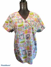 Unbranded Womens Owl Size L Scrub Cotton Top