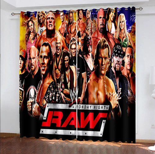 Jungen WWE Wrestling Legends Verdunkelung Fenstervorhänge Thermo Ring oben Ösen Geschenk - Bild 12 von 13