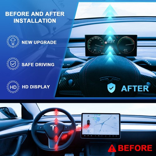9” HUD LCD Dashboard Head Up Display Touch Screen Carplay for Tesla Model 3 Y - Bild 6 von 7