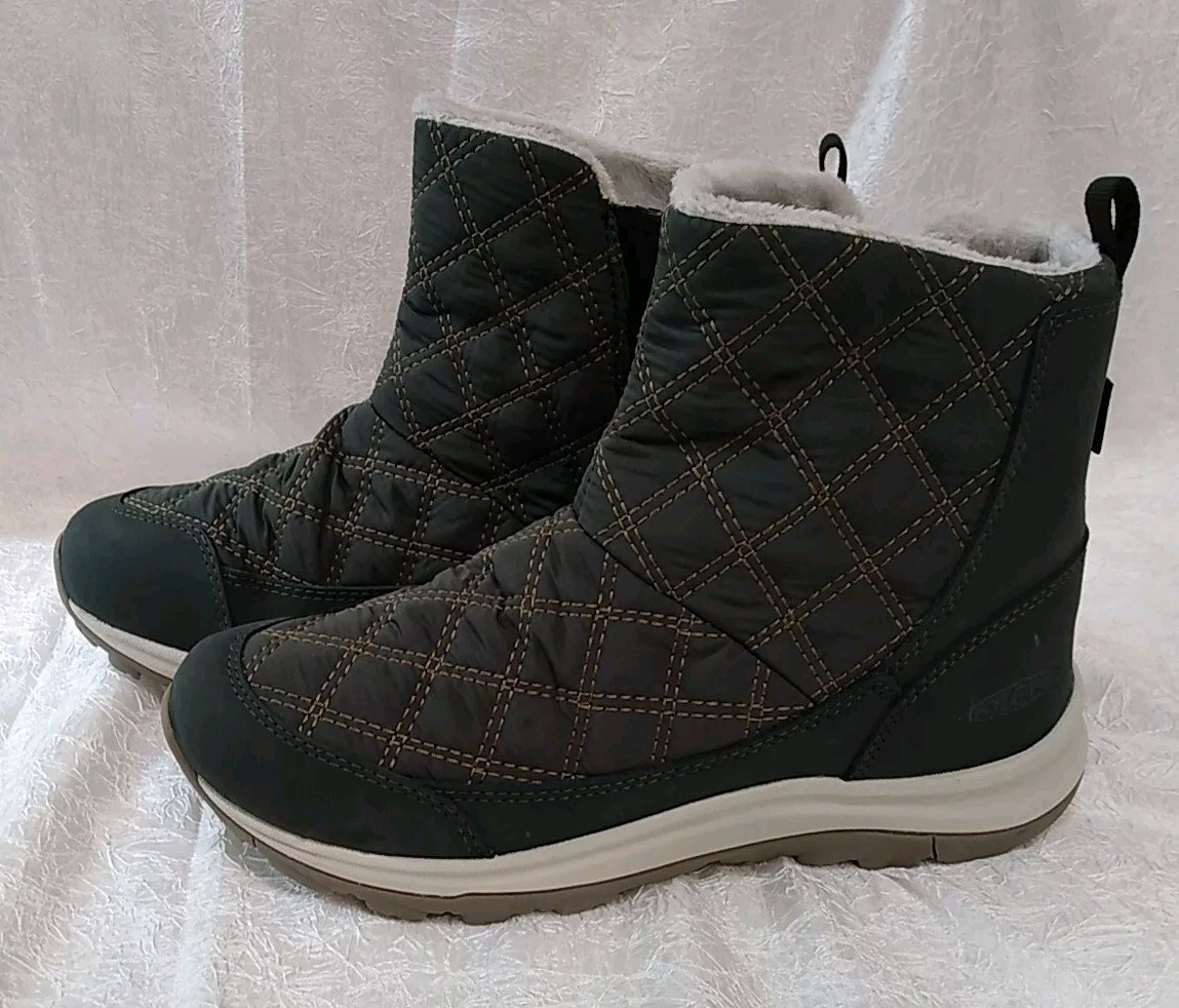 Stivali Donna Tg 9 5 Verde Slip On Impermeabili Caviglia Termici Neve Invernali KEEN