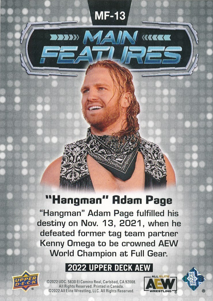 アダムページ 2021 Upper Deck AEW Spectrum #10 Hangman Adam Page Dark Parallel