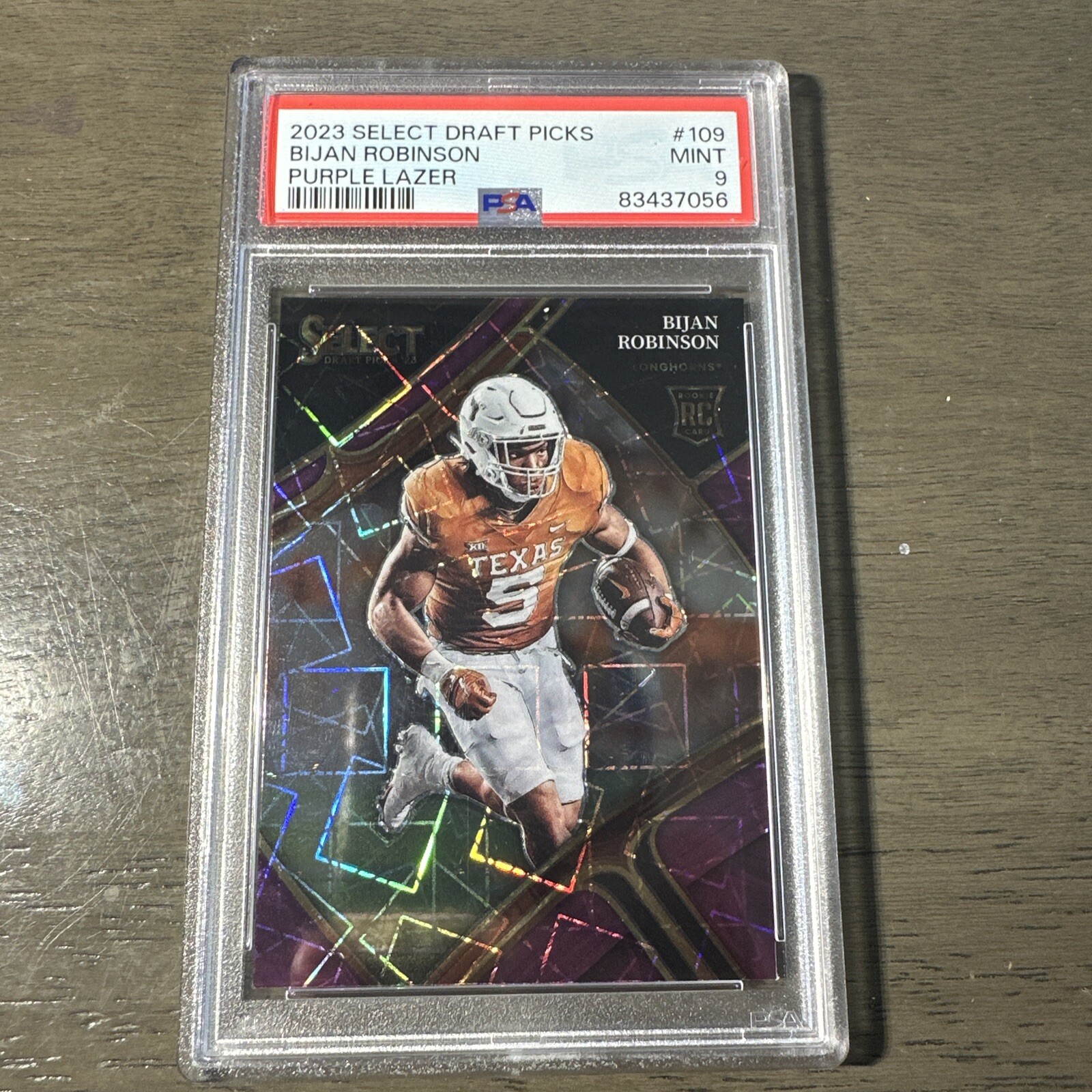 2023 Select Draft Picks Bijan Robinson Purple Lazer # 109 PSA 9
