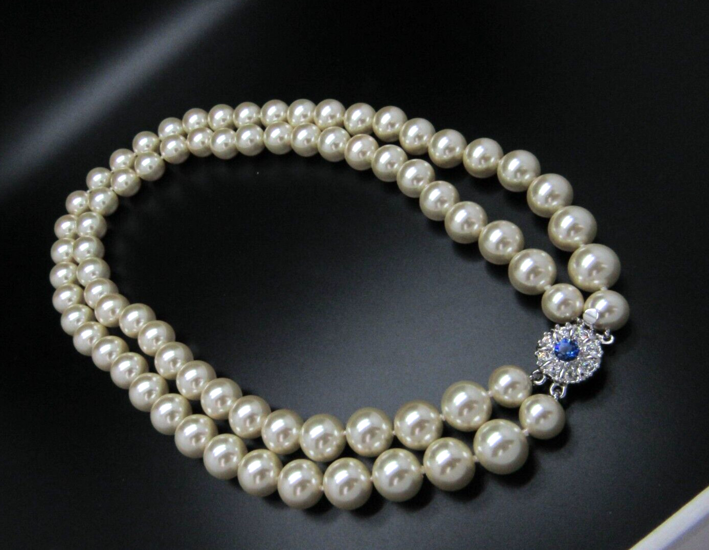 CAMROSE & KROSS JACQULINE KENNEDY JBK LARGE PEARL BLUE CRYSTAL NECKLACE NIB