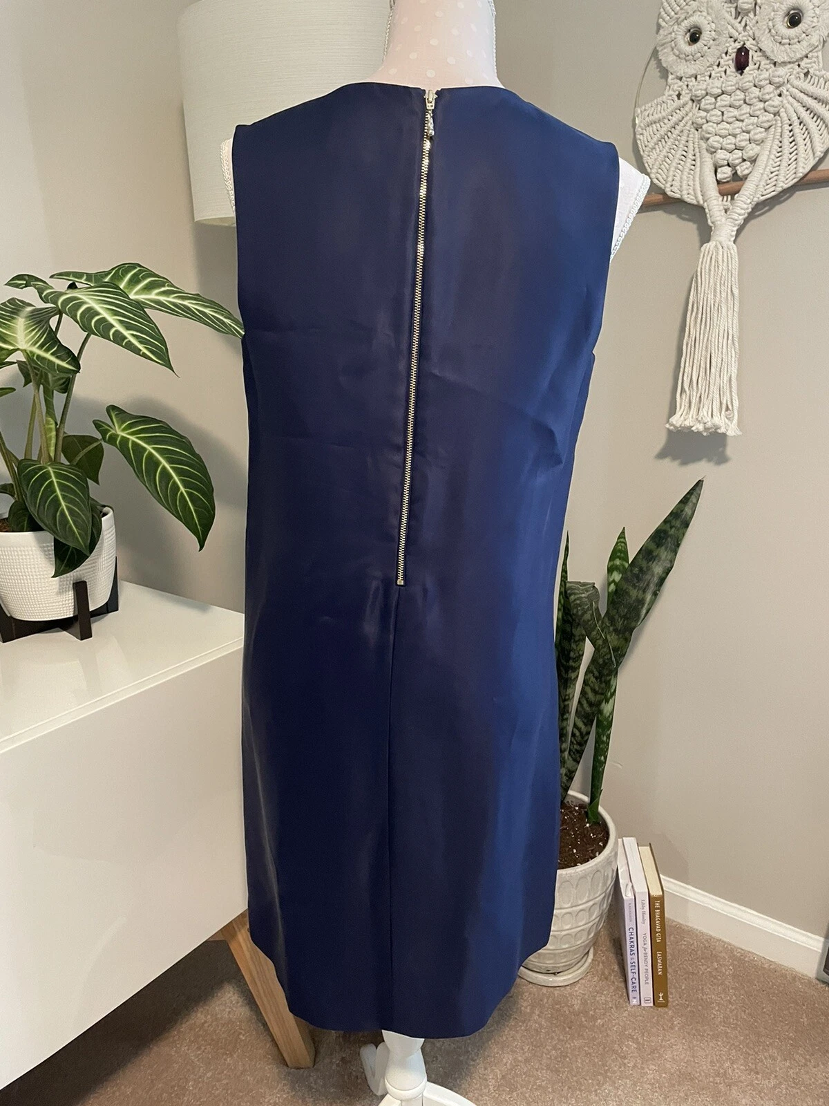 Abito tubino KATE SPADE blu navy scollo a V senza maniche in viscosa TG 8 STUPENDO!