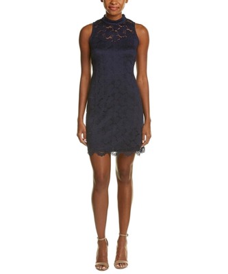 blue lace dress with white collar Vintage Late 1930s Navy Crepe Dress with Lace Collar main image 1