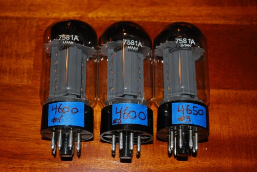 3x CLOSELY MATCHED GENERAL ELECTRIC GE 7581A KT66 6L6GC STARK 9-66 TESTED AUDIO