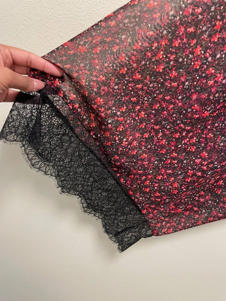 Cacique Womens Robe Plus Size 22/24 Floral Chiffon Lace Belted Sheer Romantic - Image 2 of 4