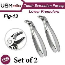 2PCS Dental Orthodontics Tooth Extraction Forceps Surgical Lower Premolar FIg-13