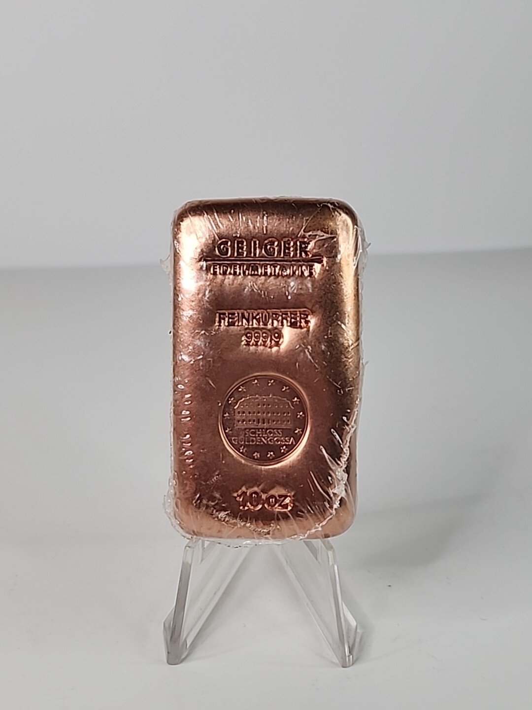 10 oz Copper Bar Geiger (Poured, .9999 Fine) Factory Sealed and