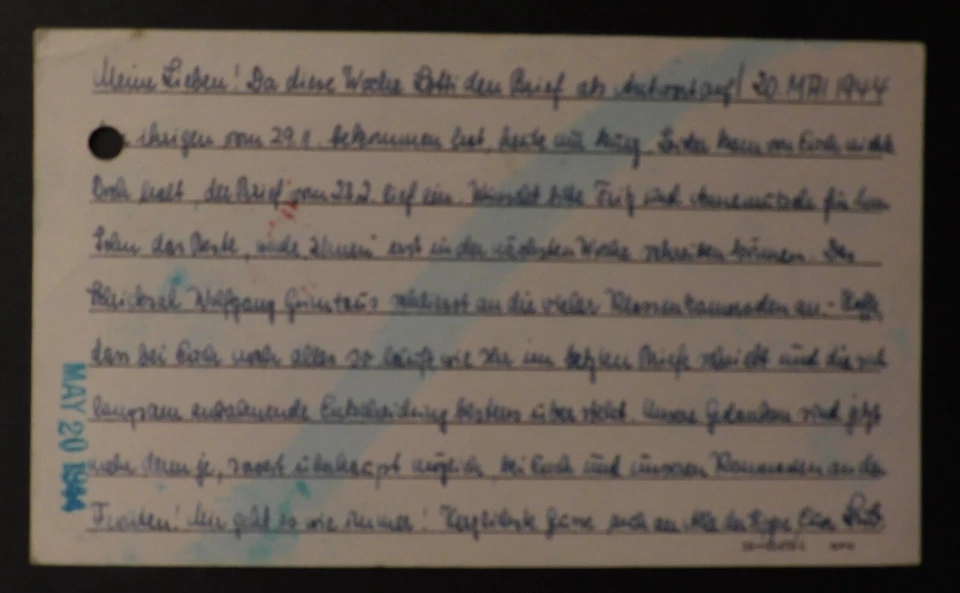 1944 Camp Mexia Texas USA Prisoner of war POW Postcard Cover to Ginnheim Germany - Image 2 of 2