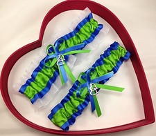 NEW Apple Green Royal Blue White Wedding Garter SEL Single,Set,Reg, Size,charm