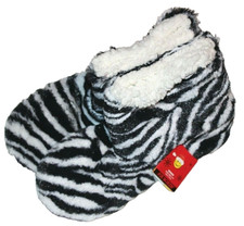 Joe Boxer Women's Black White Striped Zebra Print Slippers Size 4-10