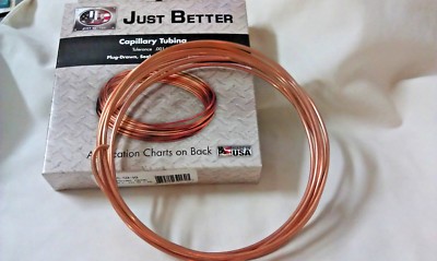 Capillary Tubing, JB Industries, COPPER,  .064 ID x .125 OD x 10 Feet, #TC64-10