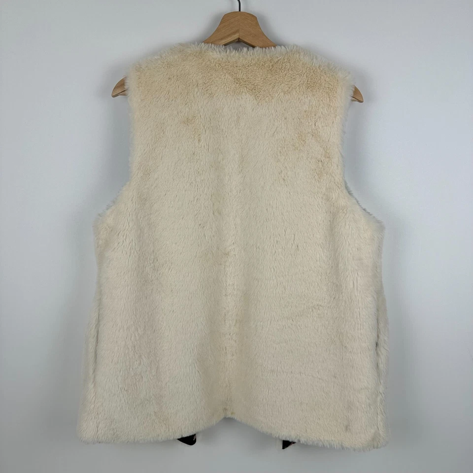 Chaleco de piel sintética Matilda Jane bolsillos forrados delanteros abiertos crema para mujer mediano M Foto 3 de 4