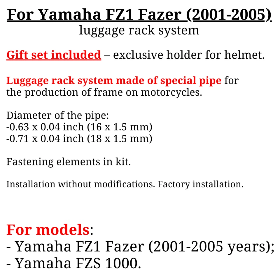 Sistema de equipaje portaequipajes para Yamaha FZ1 Fazer FZS 1000 maletas laterales bolsas, Bonus Foto 3 de 4