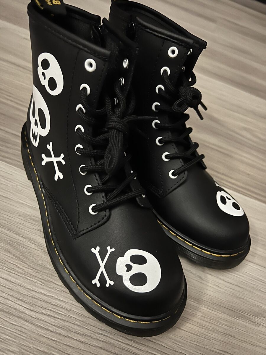 Dr. Martens Black 1460 Skull & Bones Lace-Up Boots Halloween Dr. Martens Black 1460 Skull & Bones Lace-Up Boots Halloween