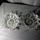 Vintage Federal Glass Clear Flower Petal Pattern Dish 5.5  Set Of 2