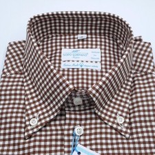 Brown Super Oxford Cotton Mako Square Button Down Shirt - Easy Iron -