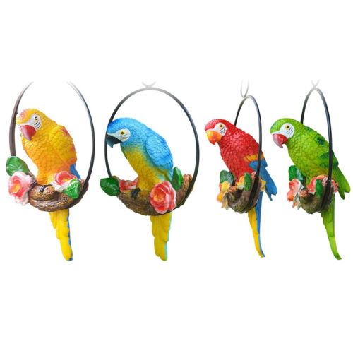 Outdoor Hanging Parrot Resin Parrot Ornament for Patio Bird Sculpture for Garden