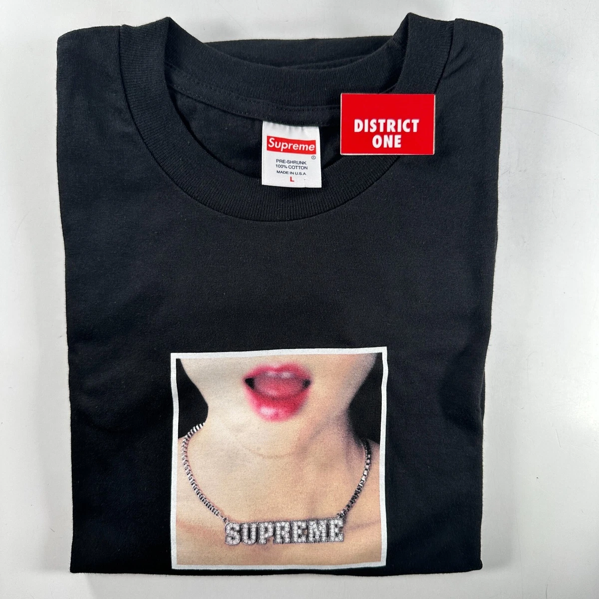 Supreme Necklace Short Sleeve Tee Black - Size L - SS18 - Red Box Logo