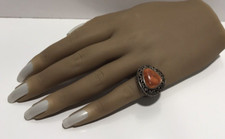 Sterling Silver Orange Sponge Coral Scrolled Statement Ring NK 925 Sz: 6