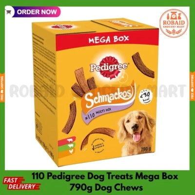 BRANDED 110 Pedigree Schmackos Mixed Meaty Variety Dog Treats Mega Box 790g Dog Chews