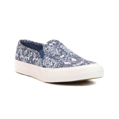 ◯kek Keds Double Decker Blue Mosaic Canvas Slip-On Sneakers WF65918 | eBay