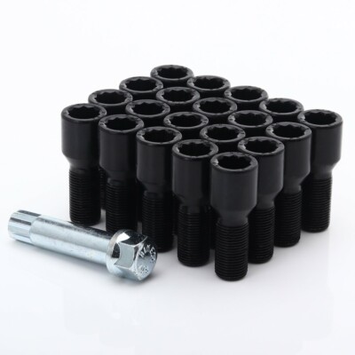 20x Radschrauben M14x1.25 28mm schmaler Kopf Schwarz + Schlüssel JR Concaver