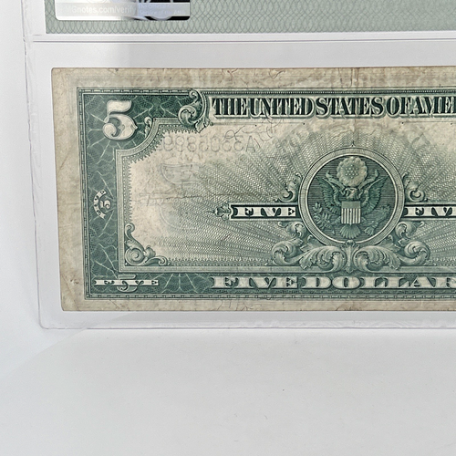 1923 $5 SILVER CERTIFICATE, LINCOLN PORTHOLE, FR#282 PMG VF-25 - Picture 5 of 6