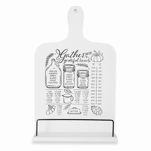 Cookbook Stand, Recipe Book Holder for Kitchen Counter, Farmhouse White