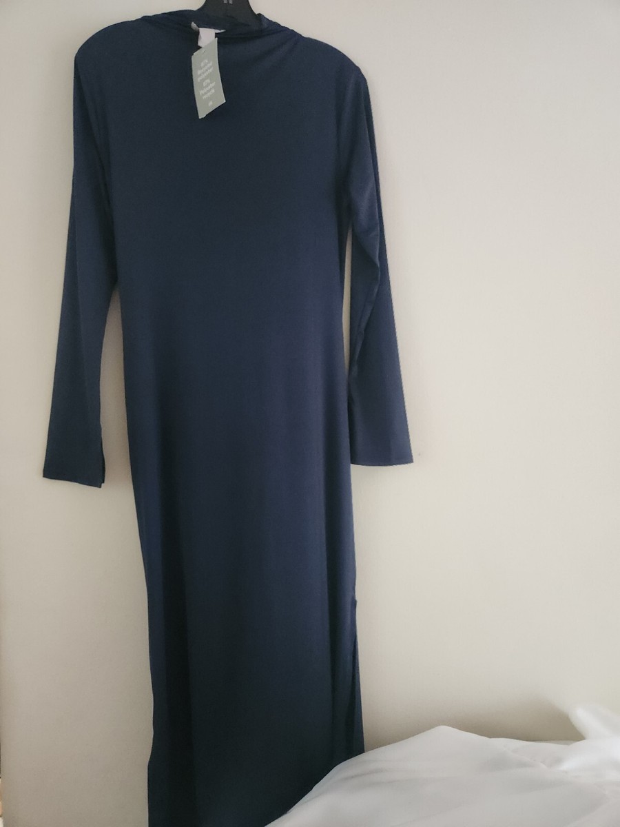 H&M Draped Jersey Dress Slit-sleeved Navy Blue