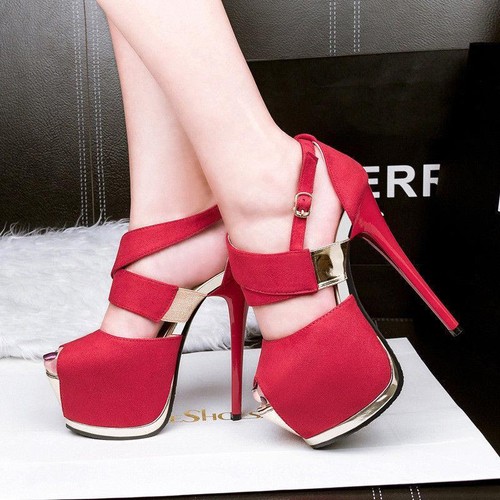 Sexy Mujeres Hebilla Tacones Altos Sandalias De Tiras Tacones De Aguja  Plataforma Punta Abierta Zapatos 8 | eBay