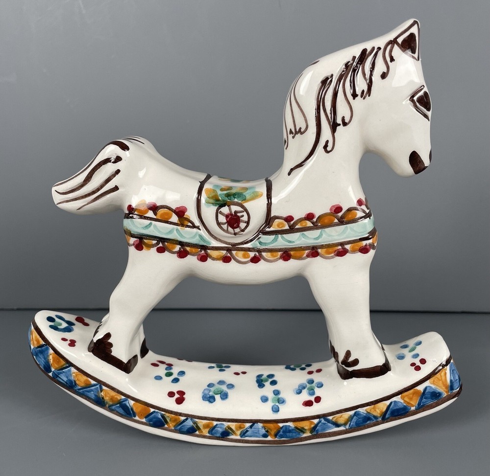 BRANCIFORTI CALTAGIRONE POTTERY ROCKING HORSE MADE IN ITALY *RARE*