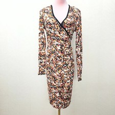 Robert Graham Multicolor Geometric Camila Long Sleeve Wrap Dress Womens Size XS