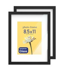 8.5 x 11 Picture Frame Set of 2, Black Photo Frame, Wooden Picture Frame with...