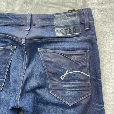 G-Star Raw Jeans Mens size 31x33 GS01 straight denim indigo fade button fly blue