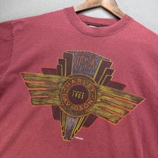 Vintage Harley Davidson T-Shirt Graphic Regular Fit XL Maroon Made in USA Biker